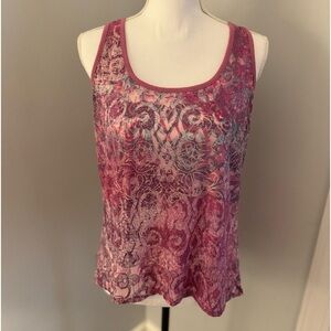 Love on a Hanger beautiful T Back tank. Gorgeous pinks/purples boho look size L